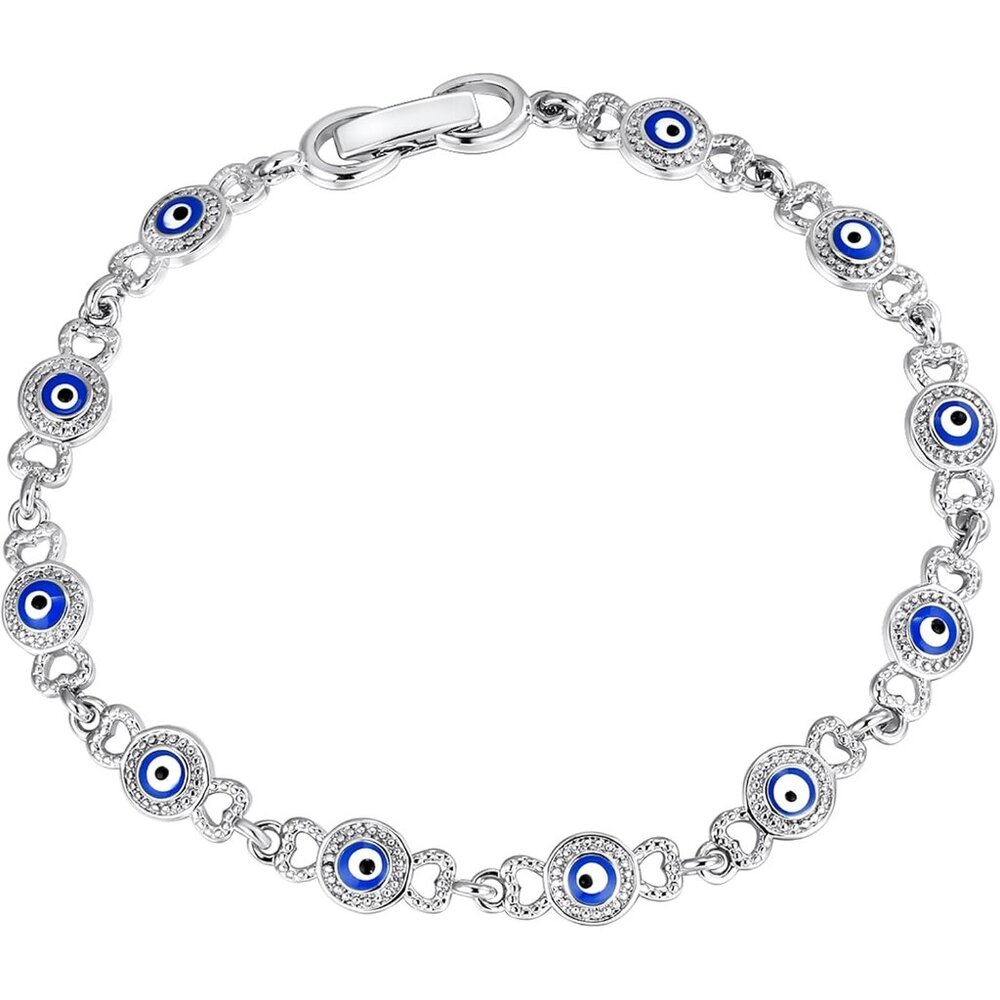 Sterling Silver Blue Evil Eye Bracelet